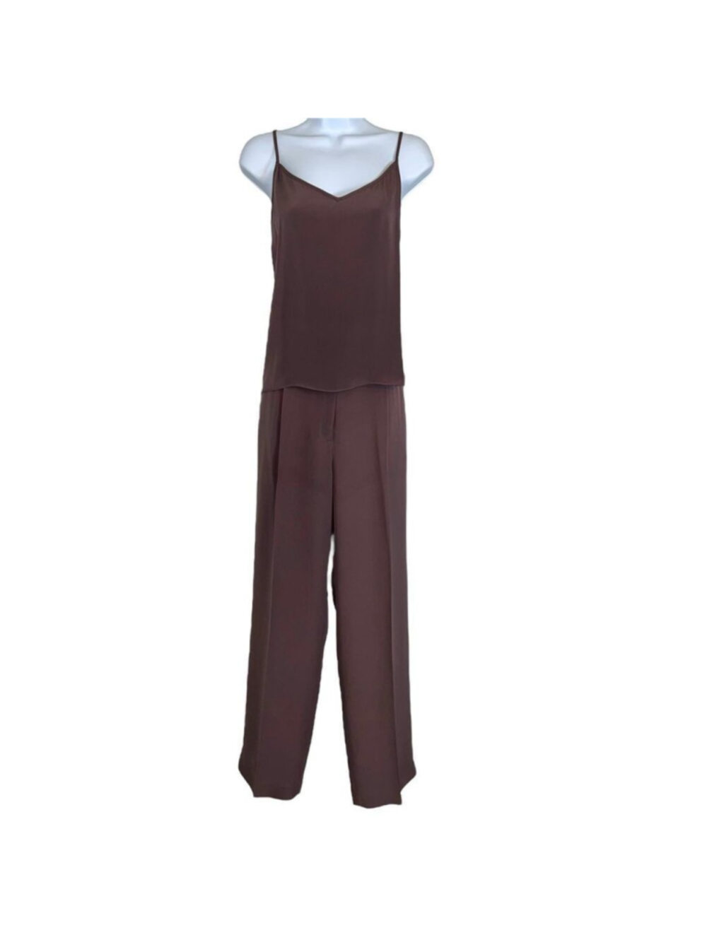 VTG Chic 100% Silk Set Tank & Trouser XL/12 MAUVE PURPLE